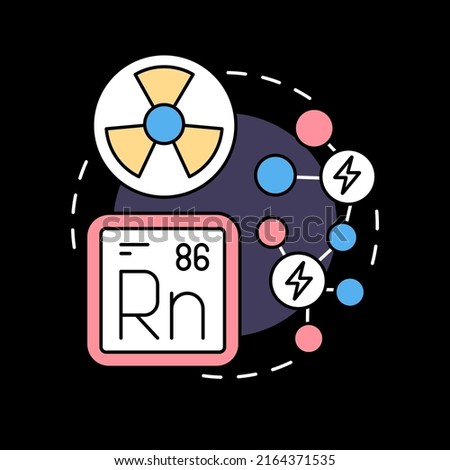 Nuclear energy producing concept icon for dark theme. Power of radioactive elements. Dangerous technology abstract idea thin line illustration. Isolated outline drawing. Editable stroke