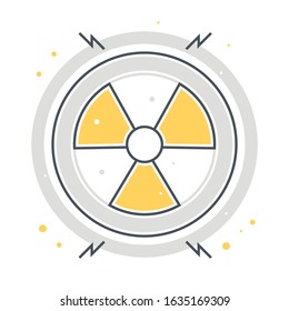 Nuclear energy related color line vector icon, illustration. The icon is about electric, power plant, sign, radioactive, city. The composition is infinitely scalable.