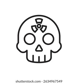Nuclear Energy Skull Outline Icon Vector Illustration