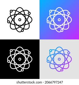 Nuclear energy thin line icon, electrons are moving around atom. Modern vector illustration.