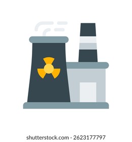 Vetor de Energia Nuclear para Energia Atômica e Eletricidade Limpa. Ilustração do átomo e do reator. Conceito de fonte de energia de alta eficiência. Ícone Simples