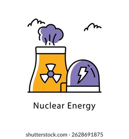 Vector de energía nuclear llenado icono de estilo de contorno. Archivo Eps 10