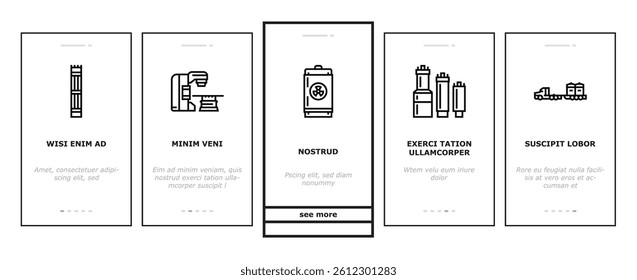 nuclear engineer energy power onboarding mobile vector. industry technology, plant factory, electricity industrial, station equipment nuclear engineer energy power Illustrations