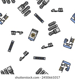 Nuklearingenieur Energie Energie Vektorgrafik Nahtlose Muster Dünne Linie Illustration