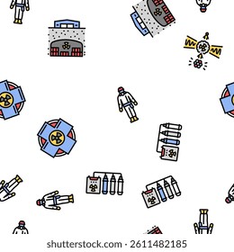nuclear engineer energy power vector seamless pattern thin line illustration