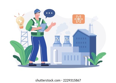 Nuclear Engineer Illustration concept. A flat illustration isolated on white background