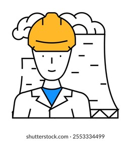 Vector de icono de línea de trabajador de ingeniero nuclear. signo de trabajador de ingeniero nuclear. ilustración de símbolo aislado