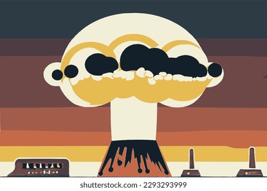 Nuclear explosion, abstract vector illustration.