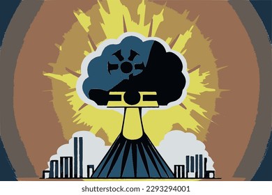 Nuclear explosion, abstract vector illustration.