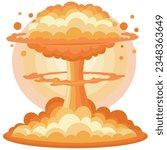Nuclear explosion after atomic bomb as a mushroom cloud - vector image 