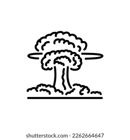 Nukleare Explosion, schwarze Linie Symbol. Piktogramm für Webseiten, mobile App, Promo.