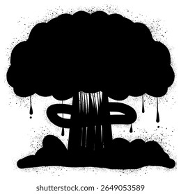  Atomexplosion mit schwarzer Lackgraffiti