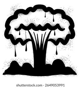  Nuclear explosion with black spray paint graffiti