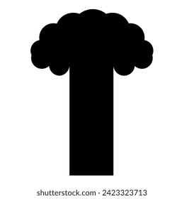 Nuclear explosion burst mushroom explosive destruction icon black color vector illustration image flat style