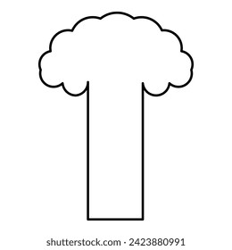 Nuclear explosion burst mushroom explosive destruction contour outline line icon black color vector illustration image thin flat style