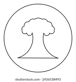 Nuclear explosion burst mushroom explosive destruction icon in circle round black color vector illustration image outline contour line thin style
