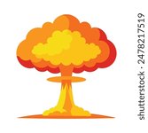 Nuclear explosion cartoon effect. Atomic bomb smoke cloud isolated on white background