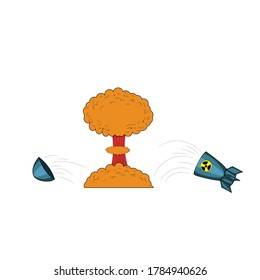 Cartoon-Vektorgrafik zur nuklearen Explosion