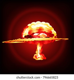 Nuclear explosion. Cartoon vector illustration.