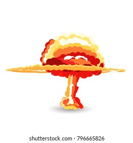 Nuclear explosion. Cartoon vector illustration.