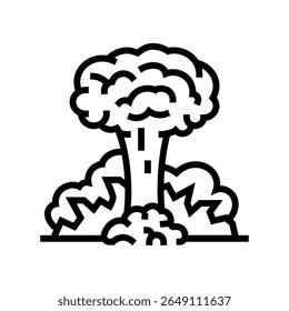 nuclear explosion cloud radioactive pollution line icon vector. nuclear explosion cloud radioactive pollution sign. isolated contour symbol black illustration