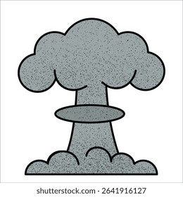 Nuclear explosion cloud rising above the ground