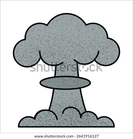 Nuclear explosion cloud rising above the ground