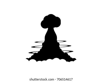 Nuclear explosion contour on a white background. Poster vector illustration