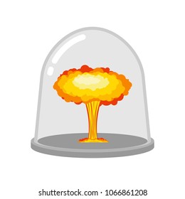 Nuclear explosion in glass bell. Laboratory studies of war. Chemical weapon