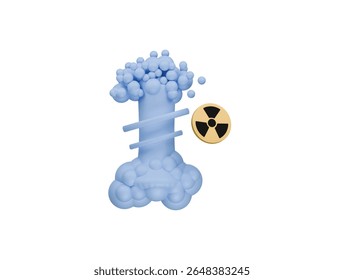 ícone de explosão nuclear renderização de ilustração 3d