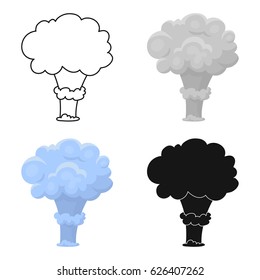 Nuclear explosion icon in cartoon style isolated on white background. Explosions symbol stock vector illustration.