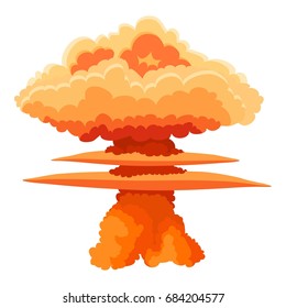 Nuclear explosion icon, cartoon style