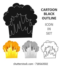 Nuclear explosion icon in cartoon style isolated on white background. Explosions symbol stock vector illustration.