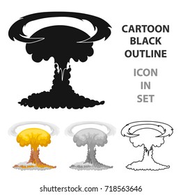 Nuclear explosion icon in cartoon style isolated on white background. Explosions symbol stock vector illustration.