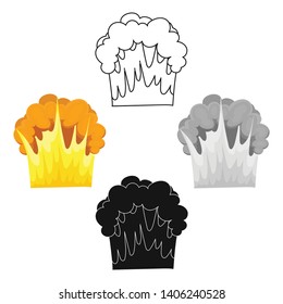 Nuclear explosion icon in cartoon,black style isolated on white background. Explosions symbol stock vector illustration.