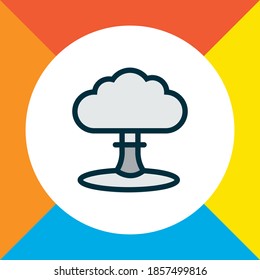 Símbolo de línea de color con icono de explosión nuclear. Elemento explosivo aislado de primera calidad con un estilo moderno.