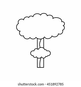 Nuclear explosion icon in outline style isolated vector illustration