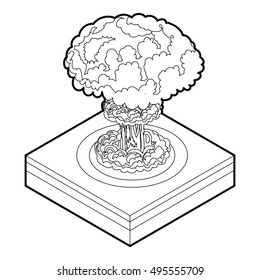 Nuclear explosion icon in outline style on a white background vector illustration