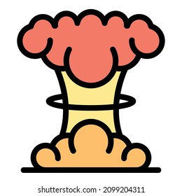 Nuclear explosion icon. Outline nuclear explosion vector icon color flat isolated