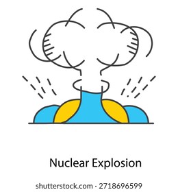 Ícone De Explosão Nuclear Mostrando Nuvem De Explosão Atômica Para Gráficos De Aviso Perigosos