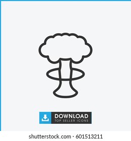 nuclear explosion icon. simple outline nuclear explosion vector icon. on white background.