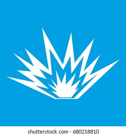 Nuclear explosion icon white isolated on blue background vector illustration