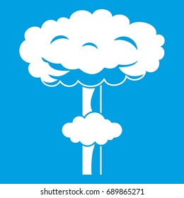 Nuclear explosion icon white isolated on blue background vector illustration