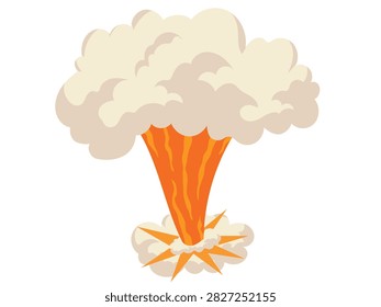 Nuclear explosion illustration, atomic nuclear bomb explosion mushroom cloud