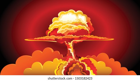 Nuclear explosion illustration. Mushroom cloud.