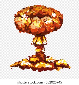 Nuclear Explosion Isolated, Detonation Or Blast. Vector Illustration.