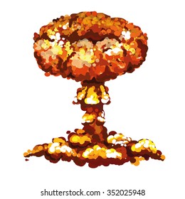 Nuclear explosion isolated, detonation or blast. Vector illustration.