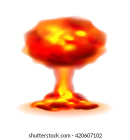 Nuclear explosion isolated on white photo-realistic vector illustration