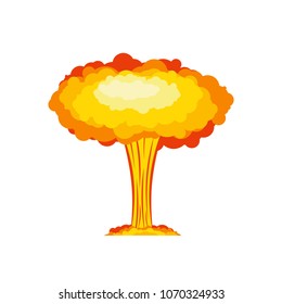 Nuclear explosion isolated. War. large red explosive chemical mushroom.