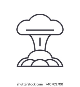 nuclear explosion linear icon, sign, symbol, vector on isolated background